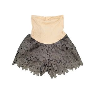 Pea in the Pod Maternity Shorts Dark Green Flower Crocheted Size Medium